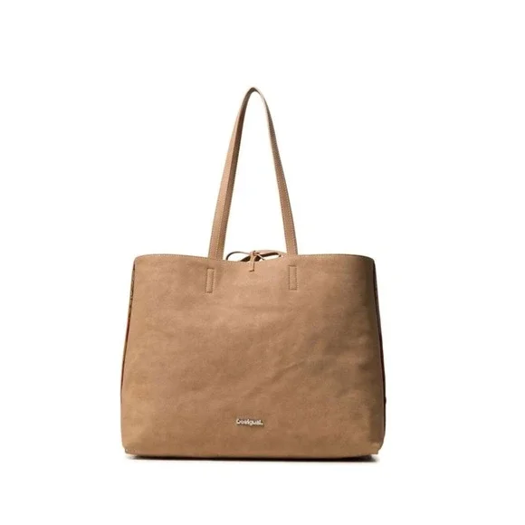 Desigual NWOT Reversible Tote Bag Set Large Floral Tan Pouch Bohemian Chic Art - Picture 7 of 14